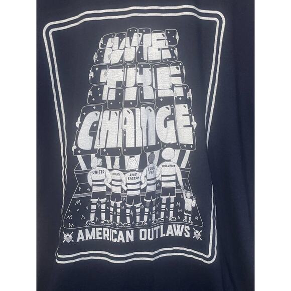 Men's T-shirt “We The Change” American Outlaws Navy Short Sleeve Shirt Size XL - Picture 2 of 3